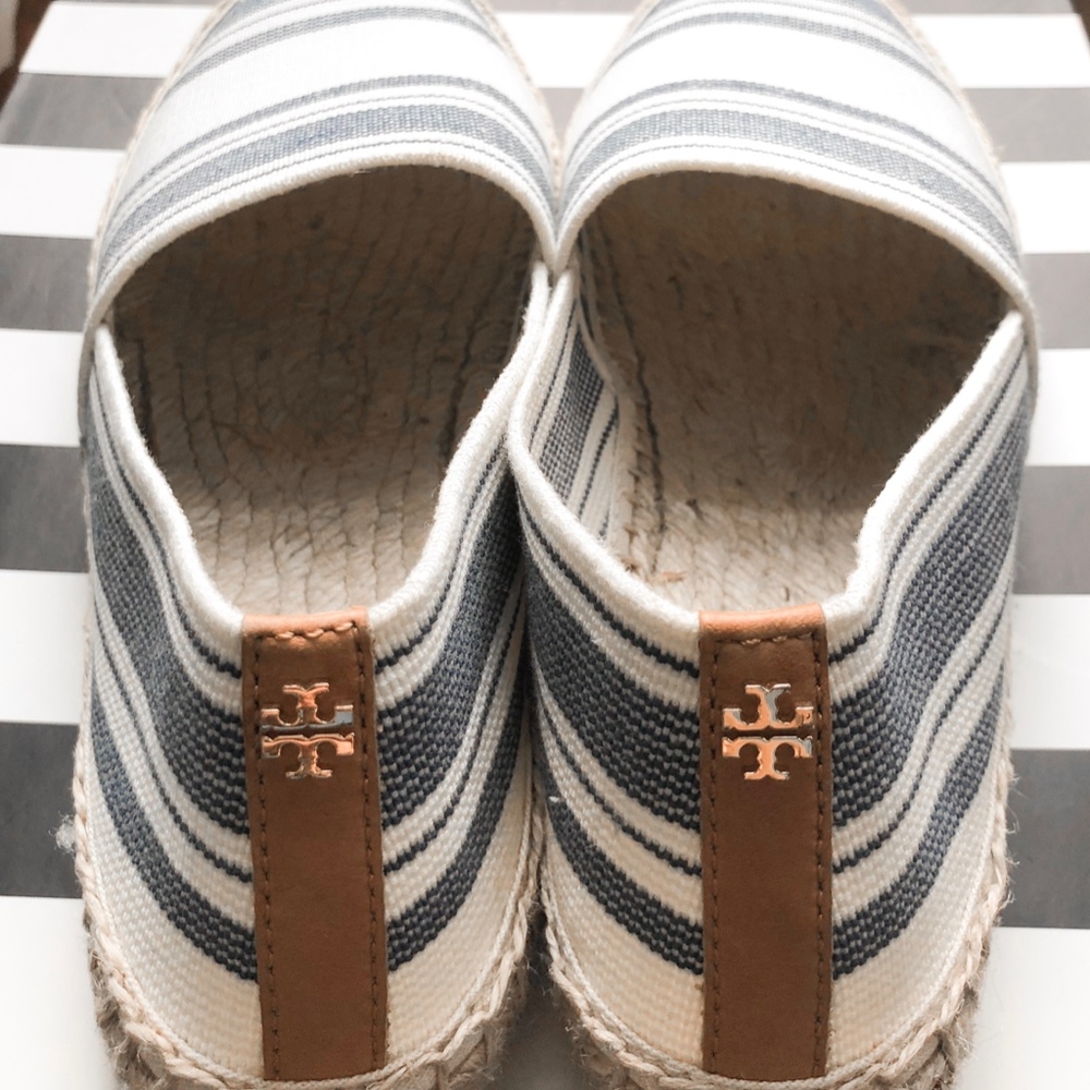 Tory Burch Blue Stripe Espadrille Flats